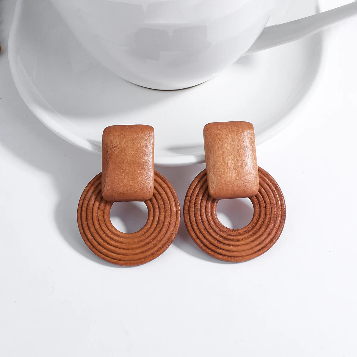 2024 Handmade Geometric Wooden Earrings